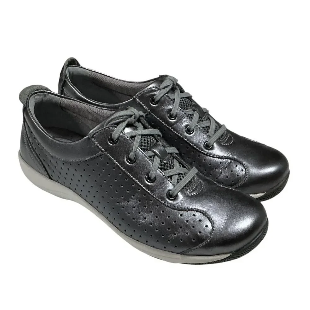 Dansko Sneakers Womens 9 40 Gray Leather Lace Up Walking Comfort Shoes